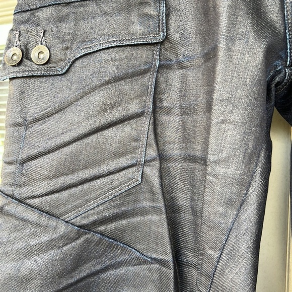 Parasuco Men’s Dark Wash Wide Leg Cargo Jeans. Sz 38 Large Flap Pockets. - Picture 6 of 11